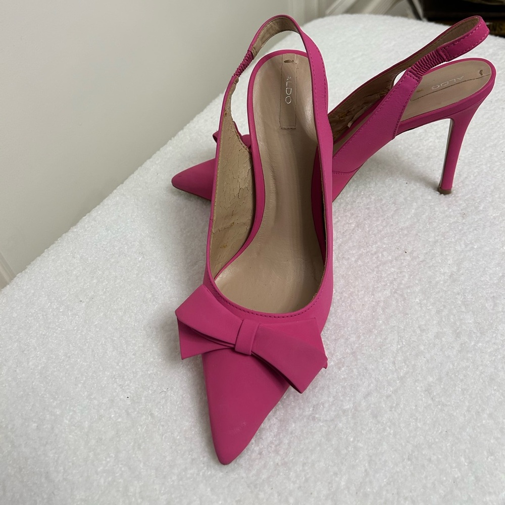 Aldo Fuchsia Slingback Heels with Bow